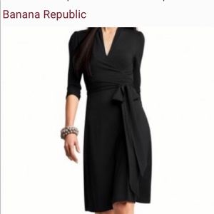 Banana Republic black cotton wrap dress